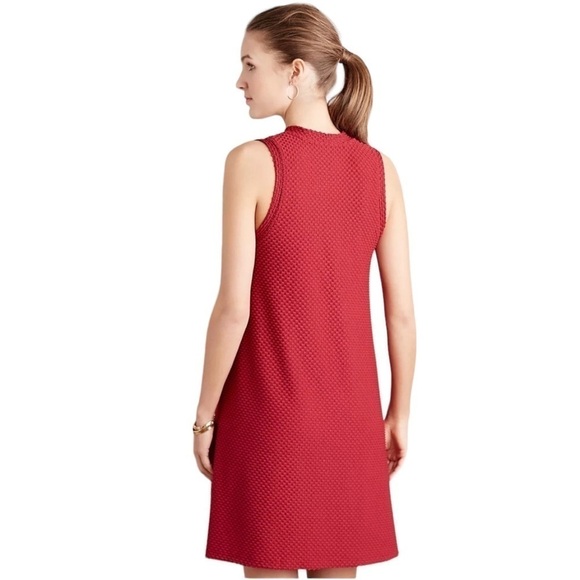 Maeve x Anthropologie - Cerise Red Mock Neck Swing Knee Length Dress Sz L - Picture 2 of 10
